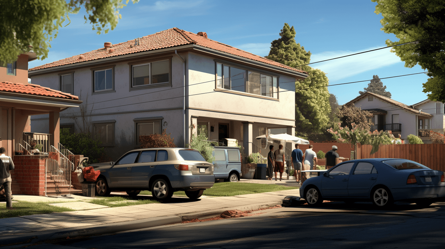 Illustration of homeowners evaluating insurance policies