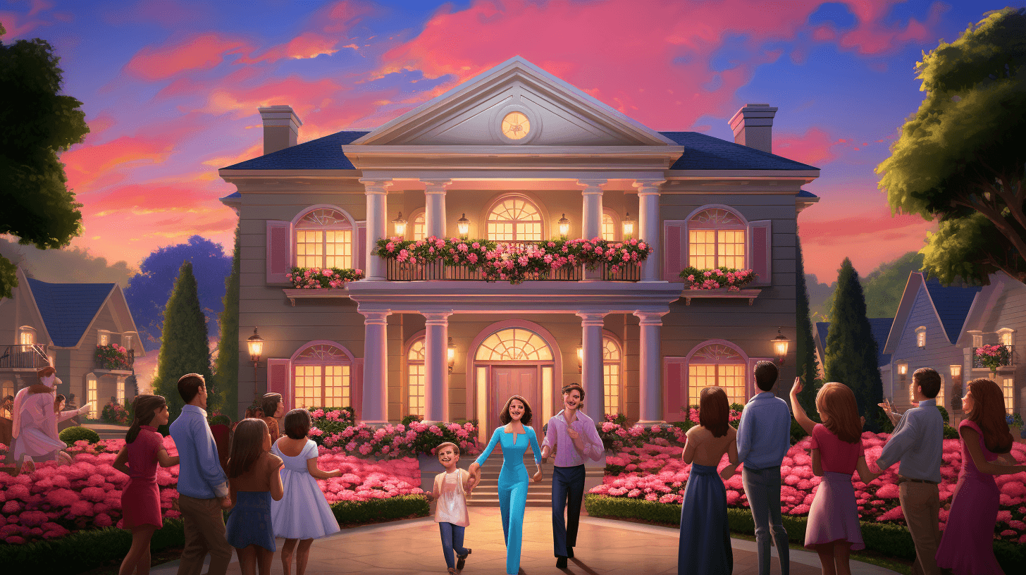 A family celebrating their new home