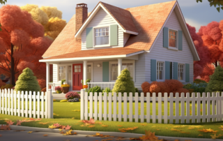 "modern suburban house featuring a charming white picket fence"