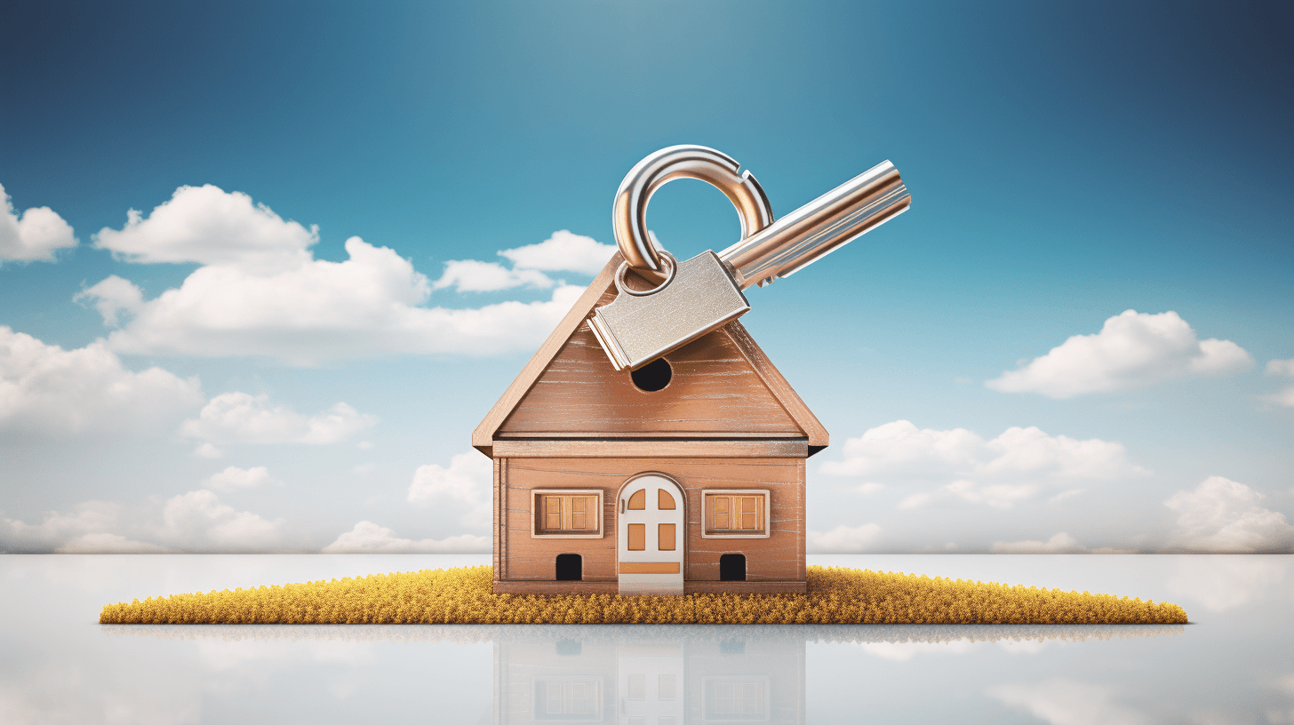 A person holding a key in front of a house