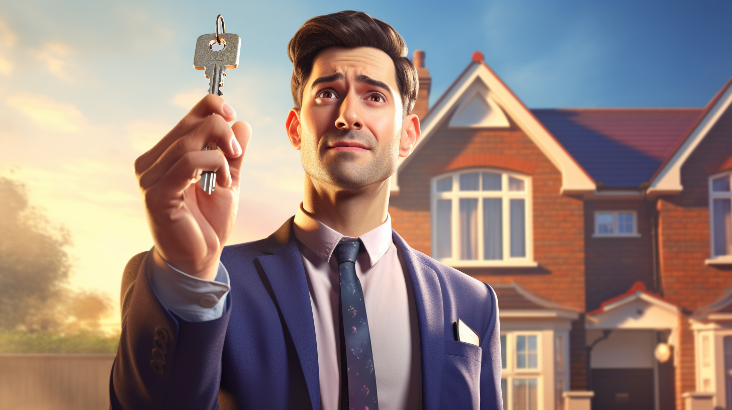 Real estate agent presenting a house key