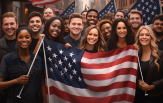 "diverse group of people joyfully celebrating equality together"