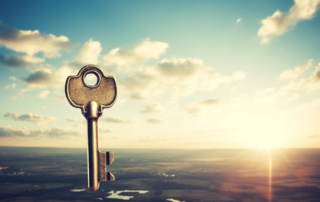 Franchisee holding a golden key symbolizing the unlocking of their potential for success