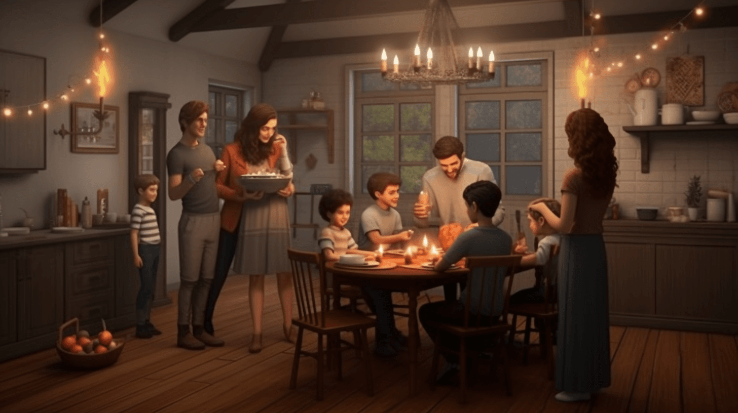 Image of a family in front of their new home