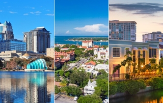 Collage depicting three key florida locations for real estate investment