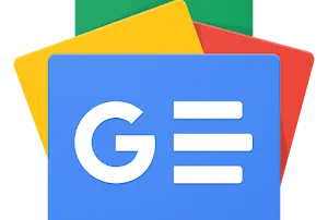 Google news logo featuring stylized g and layered rectangles