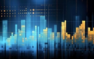 Abstract data representation with bar graph and grid overlay