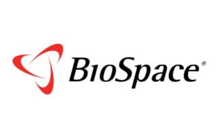 Biospace logo - black text with red design