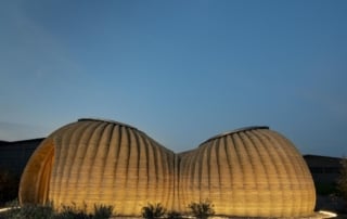 Unique dome-shaped architecture with ribbed exterior