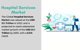 Infographic showing projected growth of global hospital services market between 2023 and 2033