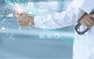 Healthcare professional using a digital interface