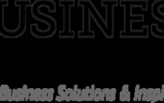 A logo design with the word "business" in bold letters and "small business solutions & inspiration" below.