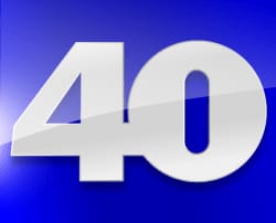 Modern numerals with the number 40 on a blue gradient background
