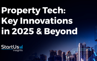 Image of a city skyline with text 'property tech: key innovations in 2025 & beyond'