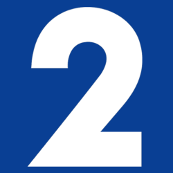 Blue square with white number "2"