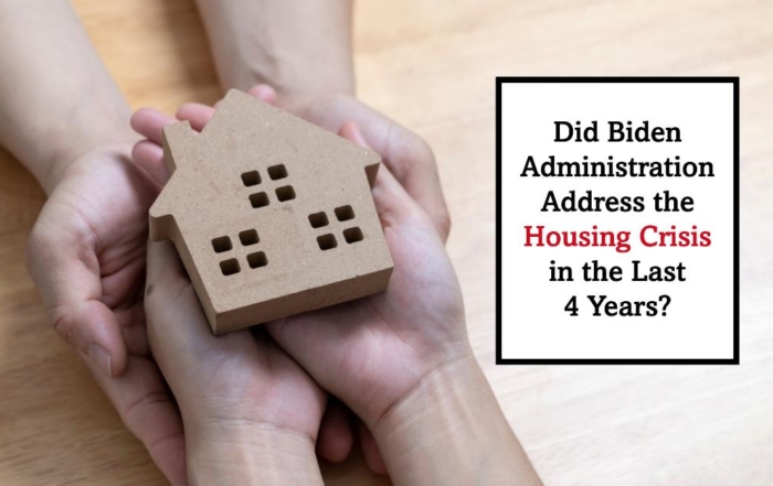 Hands holding a wooden house model, relating to housing policy discussion.