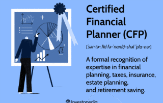 Educational illustration of a certified financial planner (cfp) analyzing financial data