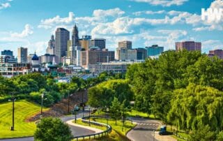 Vibrant urban skyline of hartford, connecticut with modern and historic architecture
