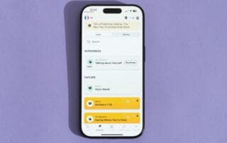 Smartphone with language learning app interface