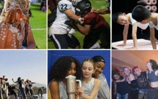A collage depicting various student activities, from cultural to athletic events.