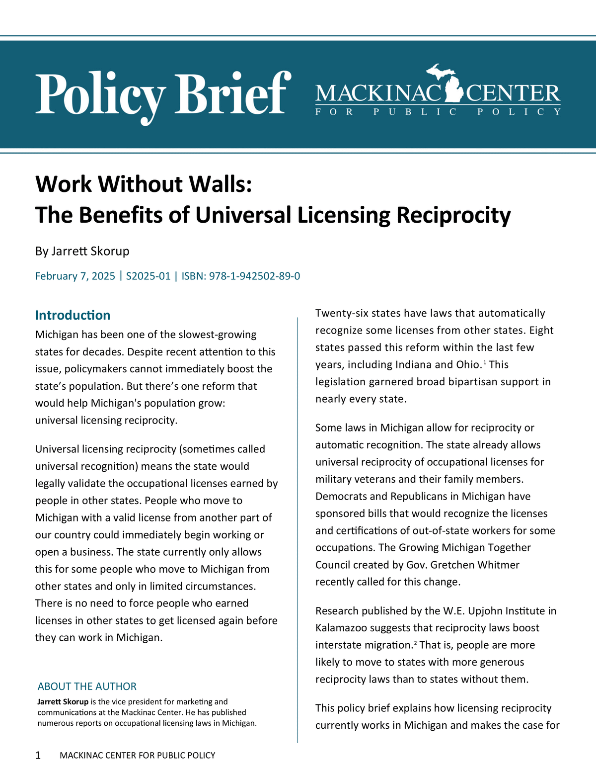 Michigan #39 s Path To Economic Revival: Embracing Universal Licensing Michigan #39 s Path To Economic Revival: Embracing Universal Licensing