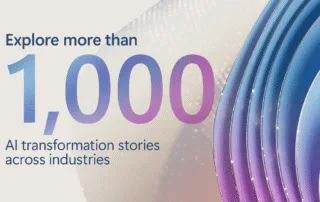 A modern design highlighting 'explore more than 1,000 ai transformation stories'