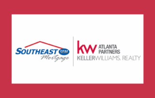 Southeast mortgage and keller williams atlanta partners logos on a white background with a red border