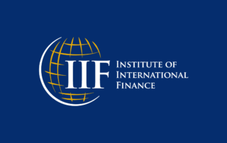 Logo of the institute of international finance (iif) featuring the initials iif inside a gold globe on a dark blue background.