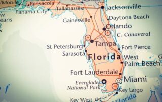 Map of florida highlighting major cities including miami, fort lauderdale, tampa, orlando, jacksonville, and the everglades national park.