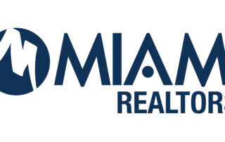 Miami realtors logo in dark blue with stylized “m” icon