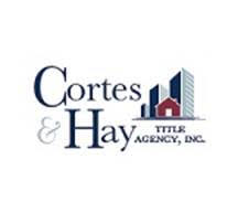 Cortes & hay title agency inc. Logo with stylized buildings and house icon