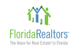 Florida realtors logo with three stylized people forming a house roof and the tagline “the voice for real estate in florida”