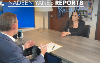 Nadeen yanes interviewing a man in an office for a tampa bay 28 news report.